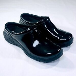 Merrell Encore Moc Pro Shine Clog Womens 10 Black Patent Leather Slip On Comfort